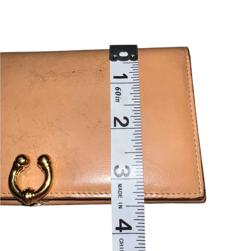 Gucci Vintage Horse Bit Long Wallet Tan Italian Leather Brass Hardware Neutral - Picture 2 of 16